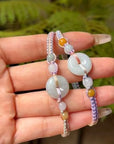 Baikalla Natural Jadeite Jade "Ping An Kou" Braided Red Nylon Adjustable Drawstring Bracelet