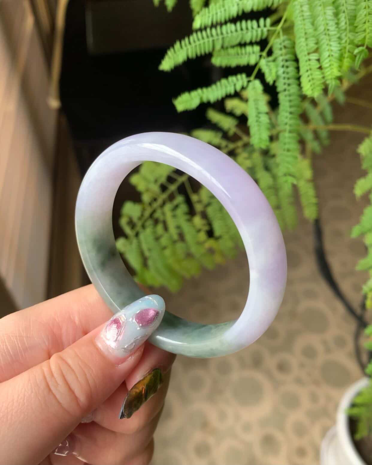 Natural Strawberry Matcha Jadeite Jade Bangle (03/10/26)