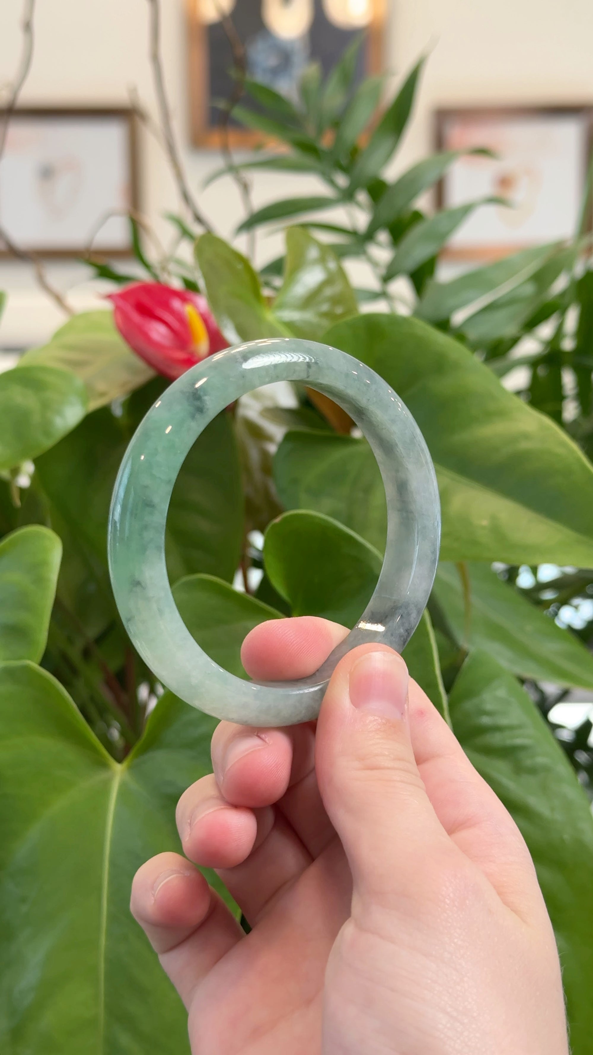 Baikalla Natural Jadeite Jade Bangle Bracelet (58 mm) 