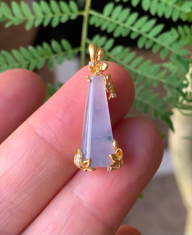 Custom 18K Yellow Gold Lavender Jadeite Jade Pendant Diamonds And Gold Setting (Setting Only)