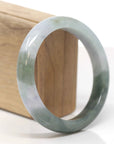 Baikalla Natural Oil-Green & Light Lavender Patches Jadeite Jade "Half Round" Bangle Bracelet (61.4mm) 