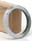 Baikalla Natural Oil-Green & Light Lavender Patches Jadeite Jade "Half Round" Bangle Bracelet (61.4mm) 