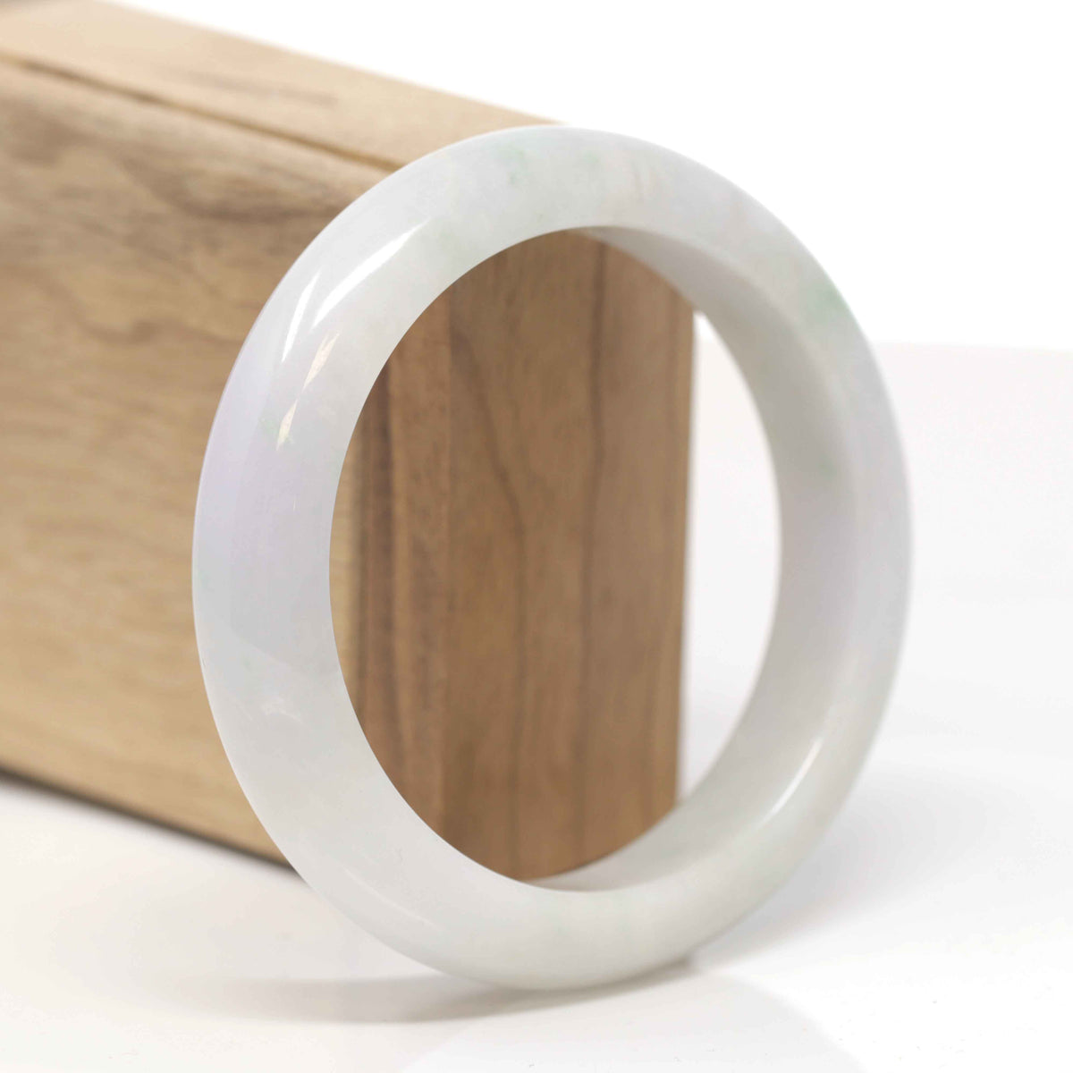 Baikalla Natural Light Green &amp; Faint Lavender Jadeite Jade "Half Round" Bangle Bracelet (58.9mm) 