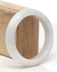 Baikalla Natural Light Green & Faint Lavender Jadeite Jade "Half Round" Bangle Bracelet (58.9mm) 