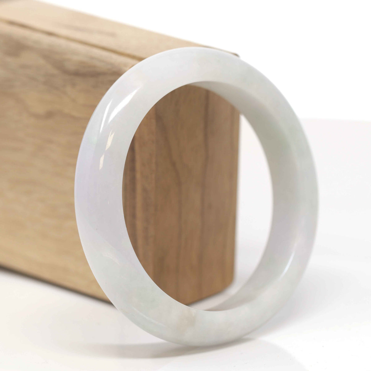 Baikalla Natural Light Green &amp; Faint Lavender Jadeite Jade "Half Round" Bangle Bracelet (58.9mm) 