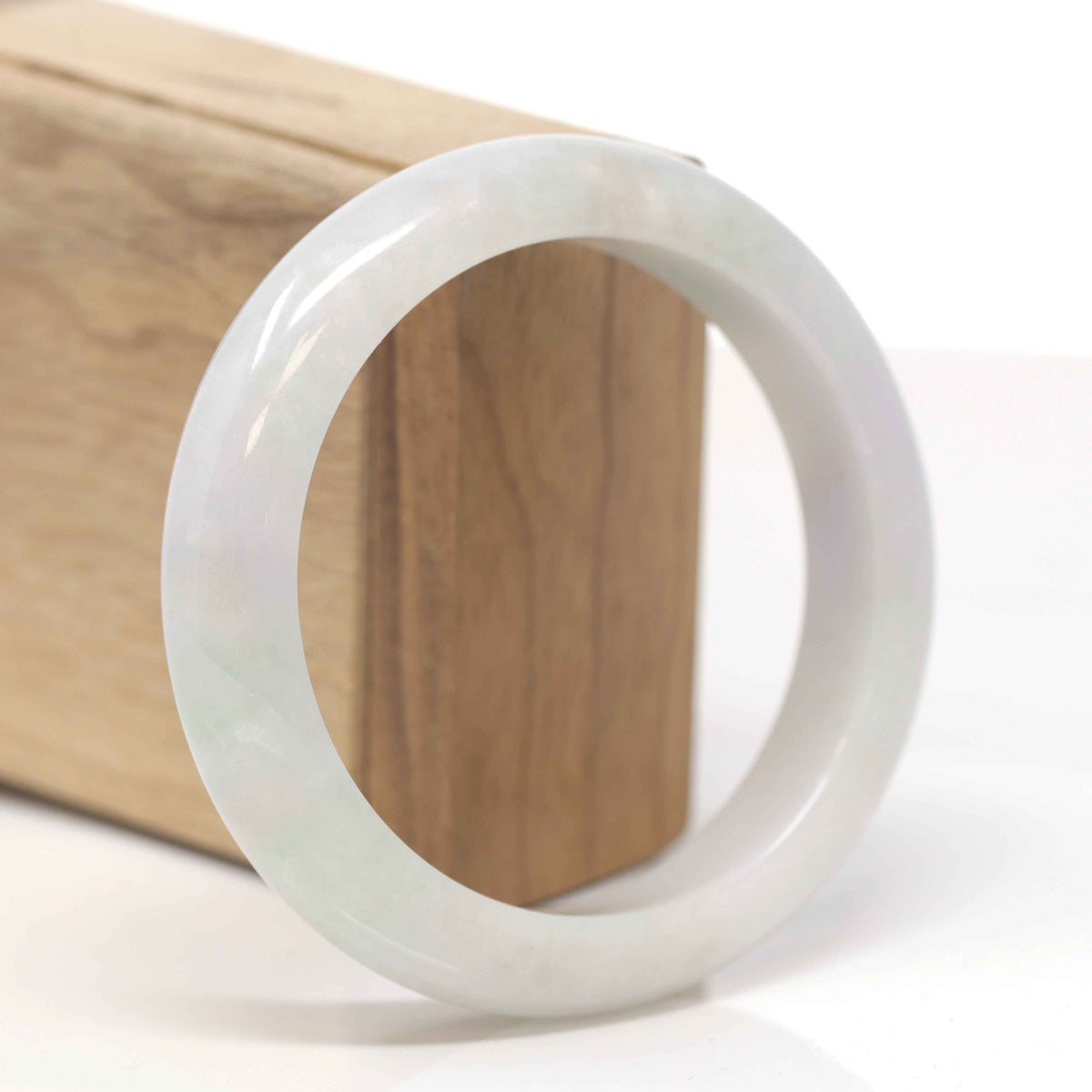Baikalla Natural Light Green &amp; Faint Lavender Jadeite Jade "Half Round" Bangle Bracelet (58.9mm) 