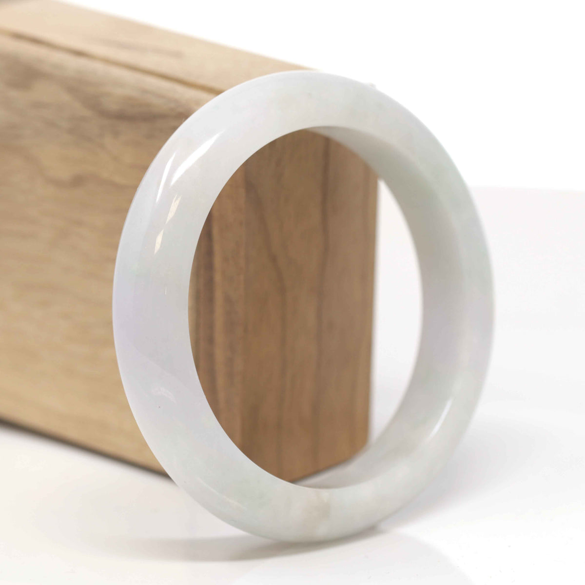 Baikalla Natural Light Green &amp; Faint Lavender Jadeite Jade "Half Round" Bangle Bracelet (58.9mm) 