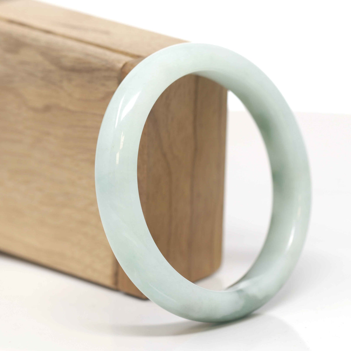 Baikalla Natural Light Green Flowers Jadeite Jade "Half Round" Bangle Bracelet (59.7mm) 