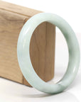 Baikalla Natural Light Green Flowers Jadeite Jade "Half Round" Bangle Bracelet (59.7mm) 