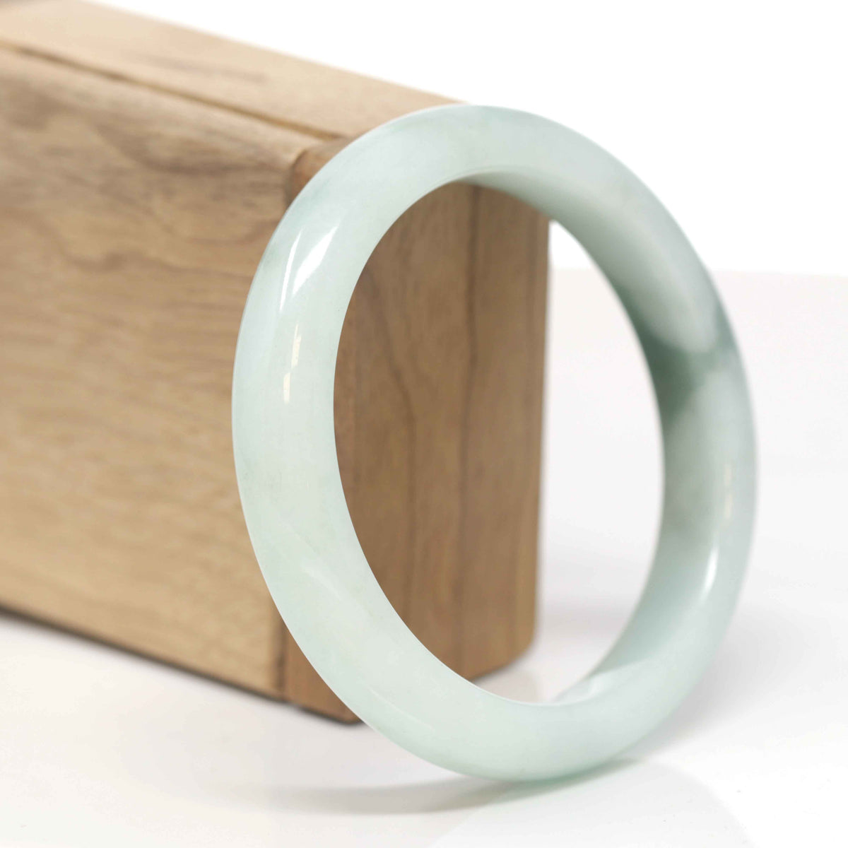 Baikalla Natural Light Green Flowers Jadeite Jade "Half Round" Bangle Bracelet (59.7mm) 