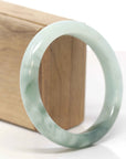 Baikalla Natural Light Green Flowers Jadeite Jade "Half Round" Bangle Bracelet (59.7mm) 