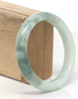 Baikalla Natural Light Green Flowers Jadeite Jade "Half Round" Bangle Bracelet (59.7mm) 