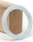 Baikalla Natural Light Blue-Green Jadeite Jade "Traditional Round" Bangle Bracelet (58.9mm) 