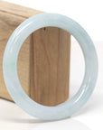 Baikalla Natural Light Blue-Green Jadeite Jade "Traditional Round" Bangle Bracelet (58.9mm) 