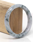 Baikalla Natural Light Lavender W/ Blue-Green Flowers Jadeite Jade "Half Round" Bangle Bracelet (61mm) 