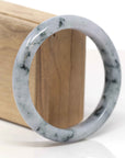 Baikalla Natural Light Lavender W/ Blue-Green Flowers Jadeite Jade "Half Round" Bangle Bracelet (61mm) 