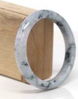Baikalla Natural Light Lavender W/ Blue-Green Flowers Jadeite Jade "Half Round" Bangle Bracelet (61mm) 