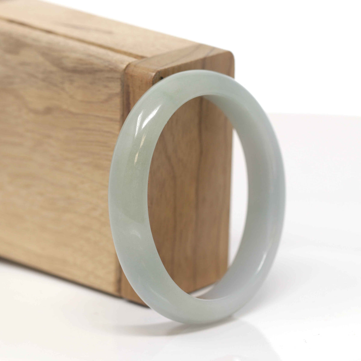Baikalla Natural Green Jadeite Jade "Oval Half Round" Bangle Bracelet (53.9mm) 