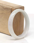 Baikalla Natural Light Yellow-Green & Lavender Jadeite Jade "Oval Half Round" Bangle Bracelet (55.4mm) 