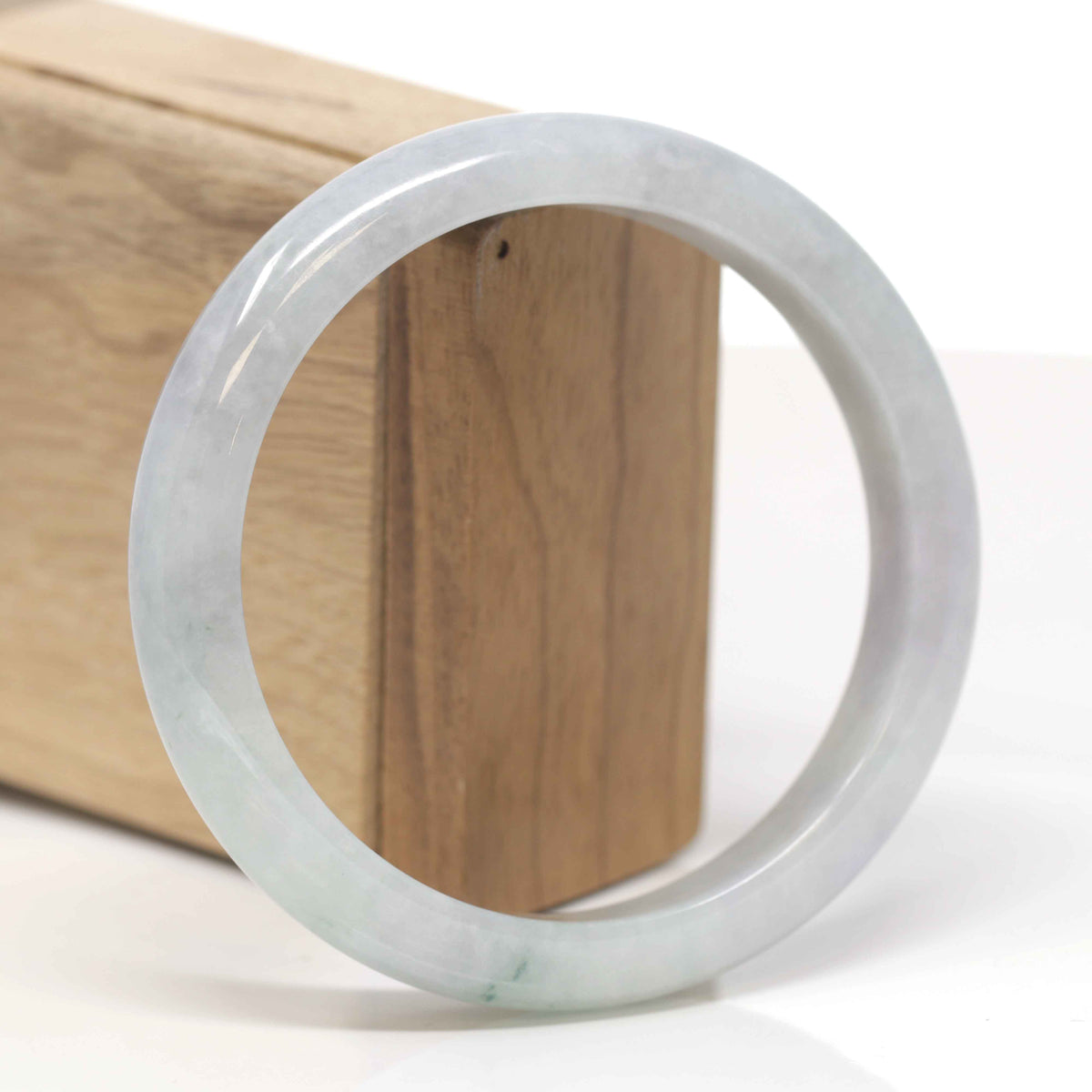 Baikalla Natural Burmese Light Grey - Green Jadeite Jade Bangle Bracelet (62.70mm) 