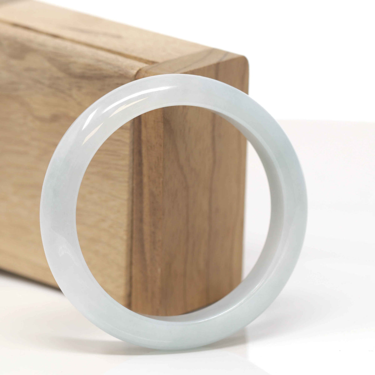 Baikalla Natural Light Green Jadeite Jade "Half Round" Bangle Bracelet (55mm) 