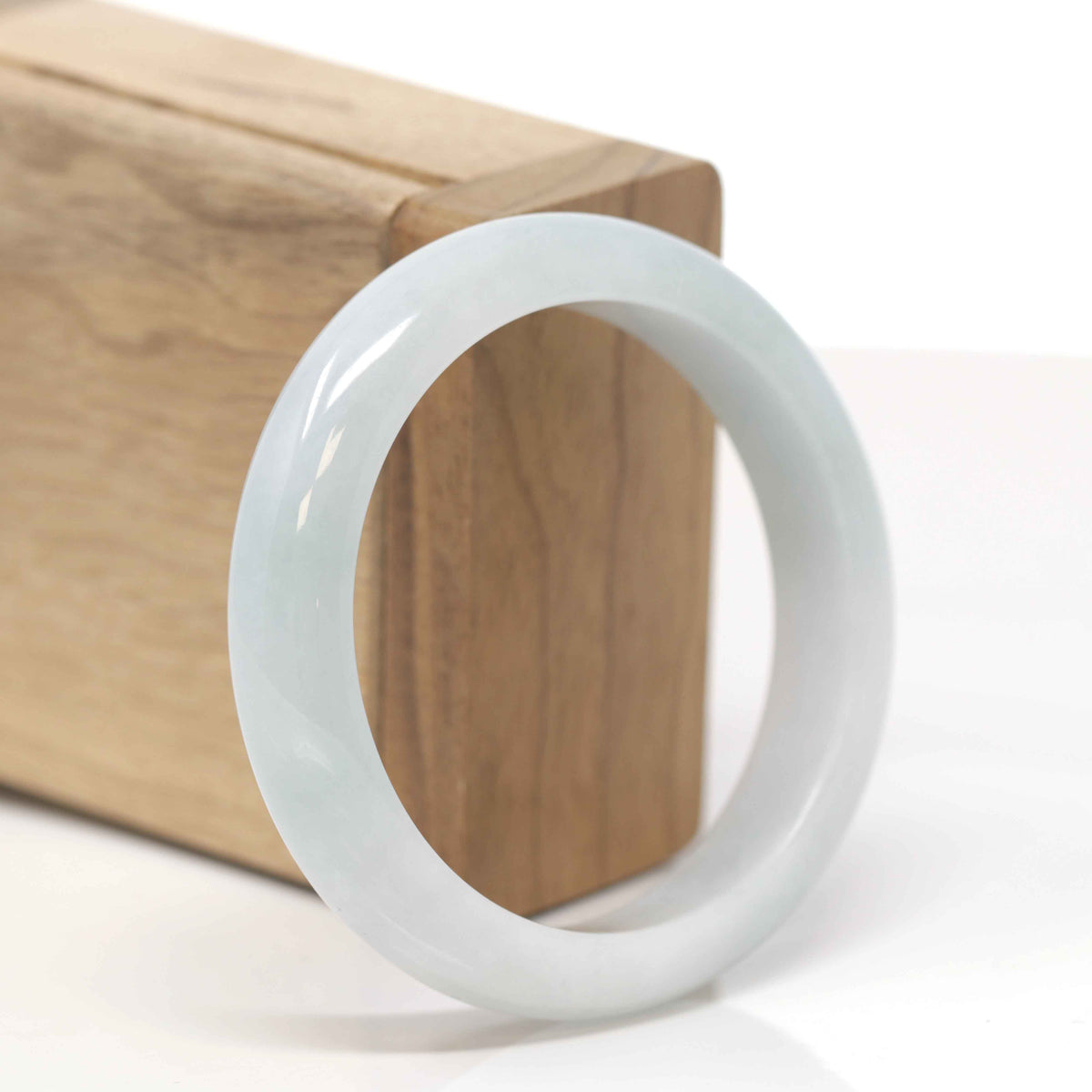 Baikalla Natural Light Green Jadeite Jade "Half Round" Bangle Bracelet (55mm) 