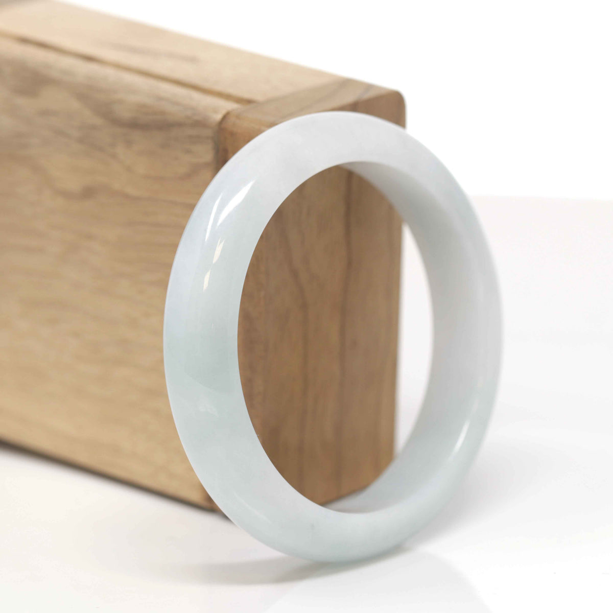 Baikalla Natural Light Green Jadeite Jade "Half Round" Bangle Bracelet (55mm) 