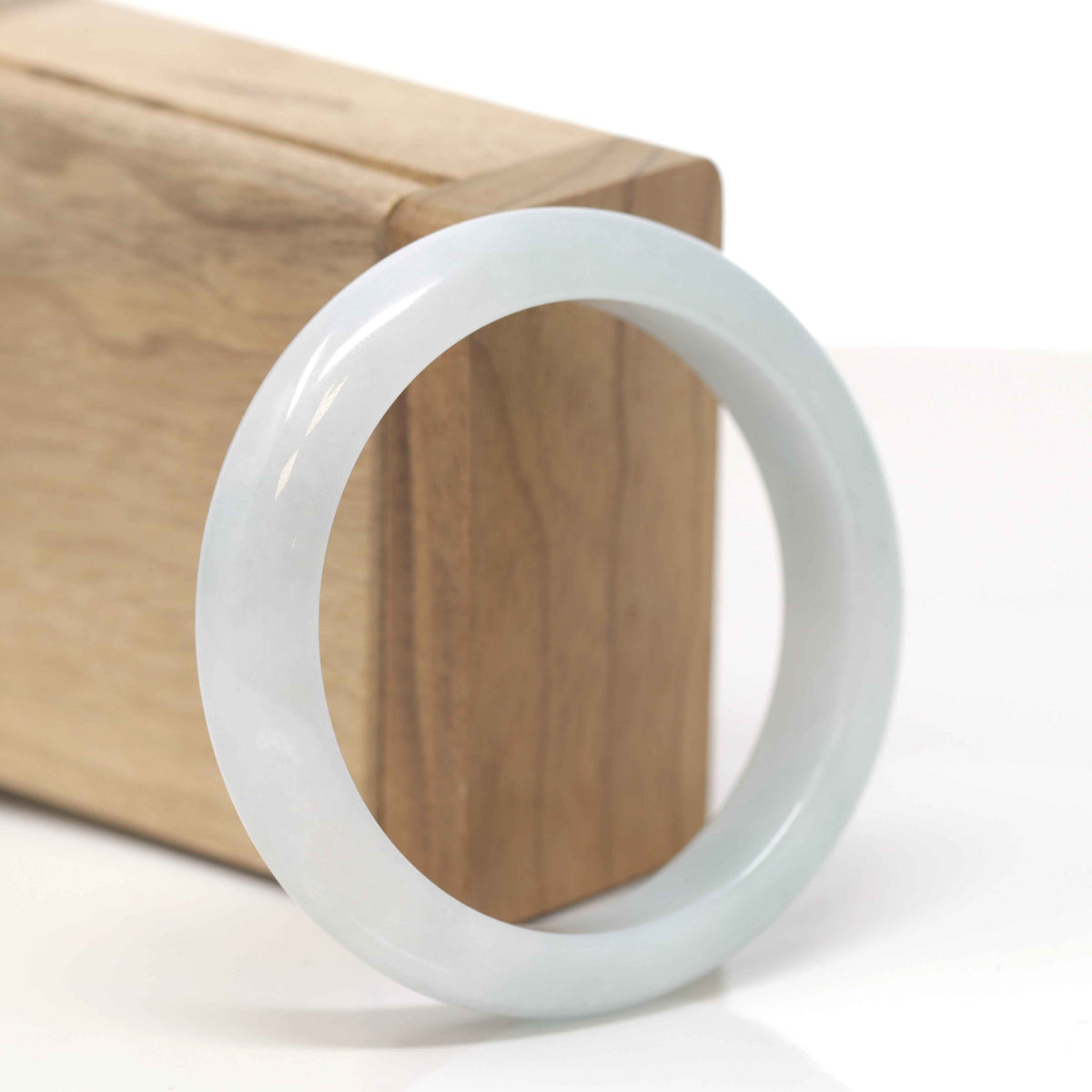 Baikalla Natural Light Green Jadeite Jade "Half Round" Bangle Bracelet (55mm) 