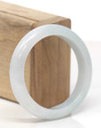 Baikalla Natural Light Green Jadeite Jade "Half Round" Bangle Bracelet (55mm) 