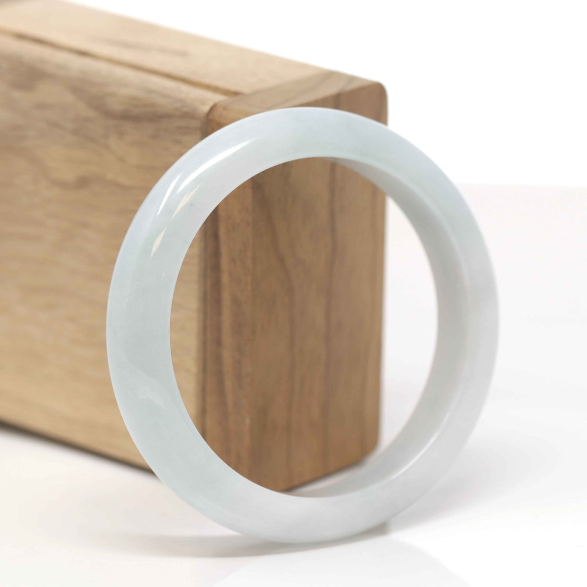 Baikalla Natural Light Green Jadeite Jade "Half Round" Bangle Bracelet (55mm) 