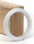 Baikalla Natural Light Green Jadeite Jade "Half Round" Bangle Bracelet (55mm) 