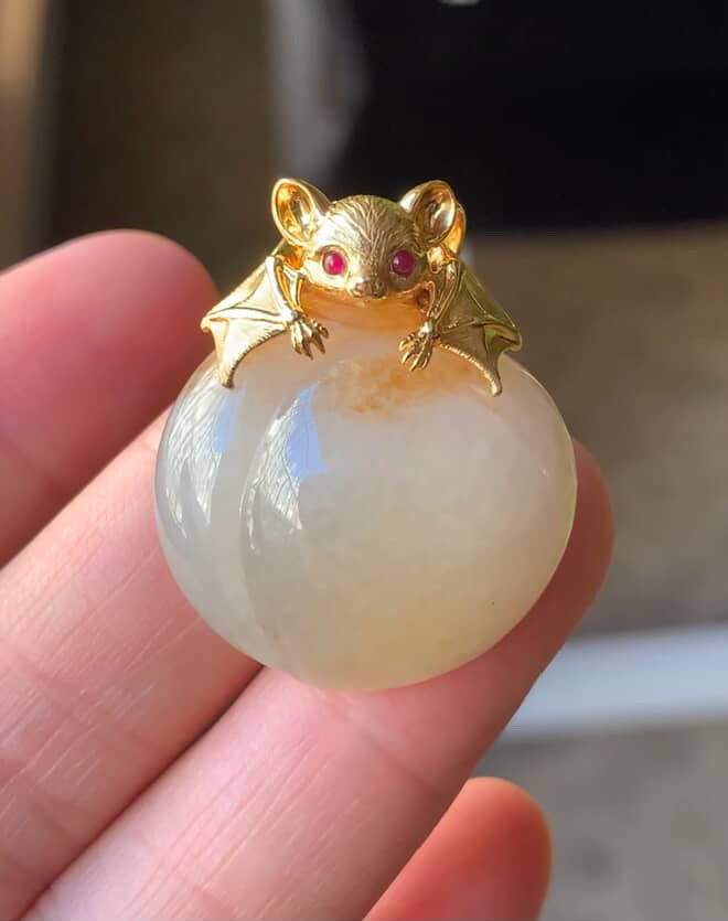Custom 18K Yellow Gold Yellow Jadeite Jade Peach Pendant Gold Setting (Gold Setting Only)