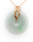 Baikalla Jewelry Gold Jadeite Pendant 18k Rose Gold Genuine Jadeite Horoscope Constellation (Capricorn) Necklace Pendant with Ruby