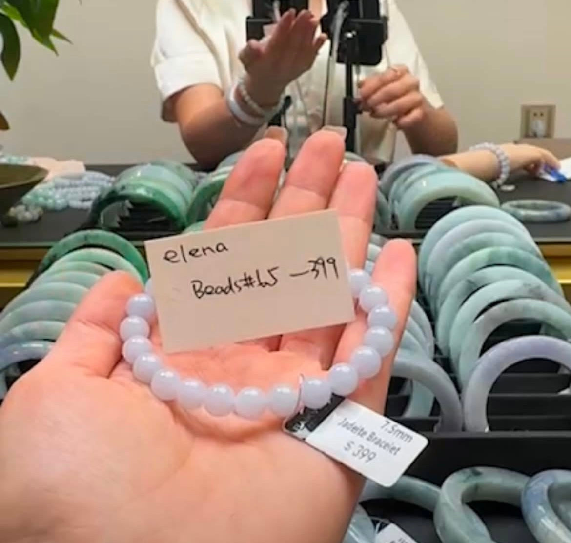 "Live" Natural Light Lavender Jadeite Jade Bead Bracelet  (07/06/26)
