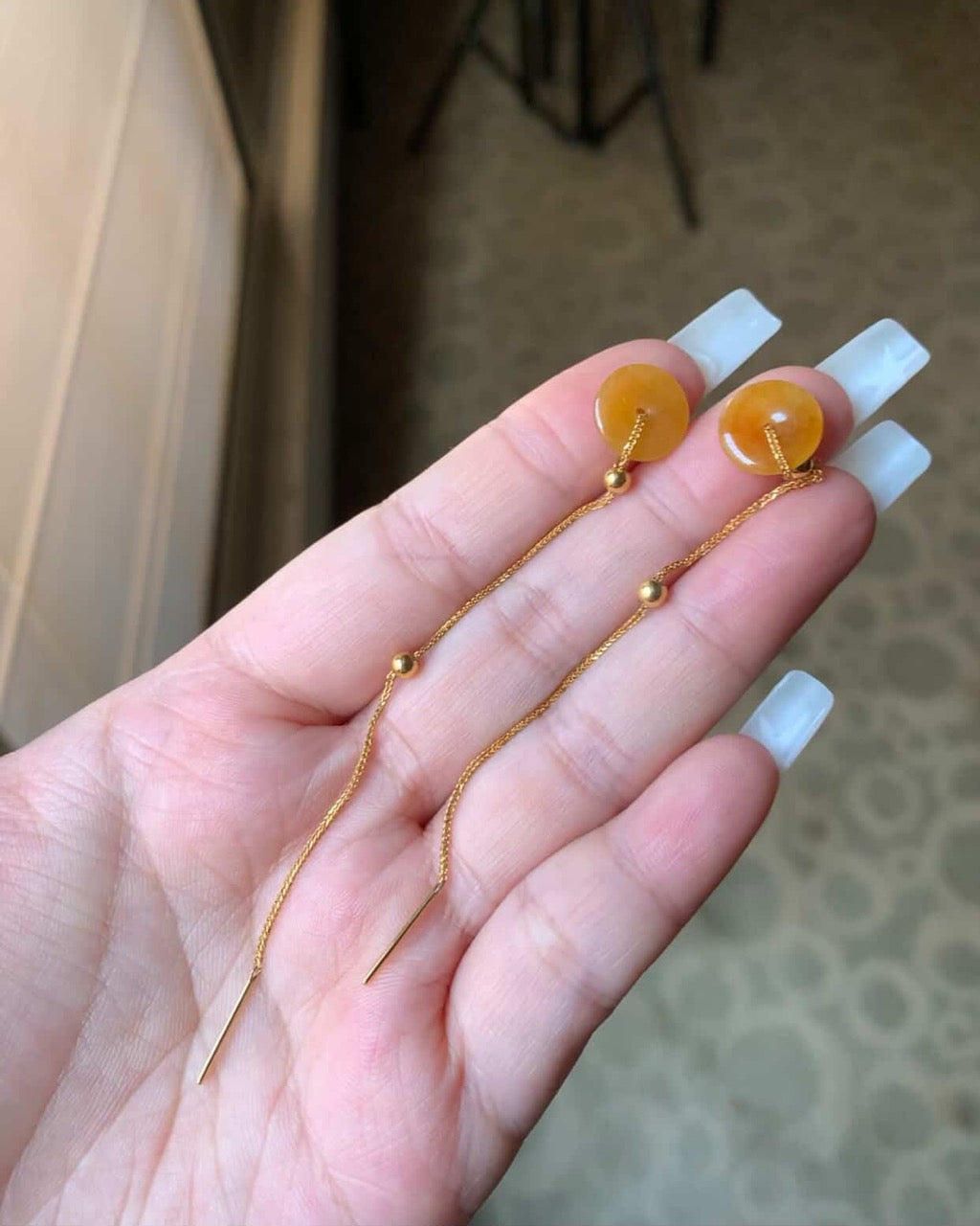 18K Yellow Gold Custom Yellow KouKou Earrings Gold Setting