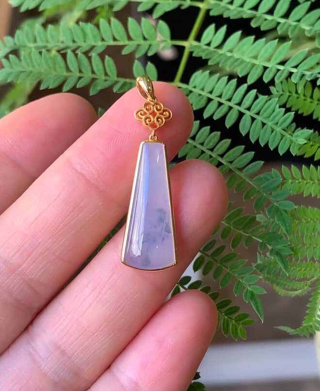 Custom 18K Yellow Gold Lavender Jadeite Jade Pendant Gold Setting (Gold Setting Only)