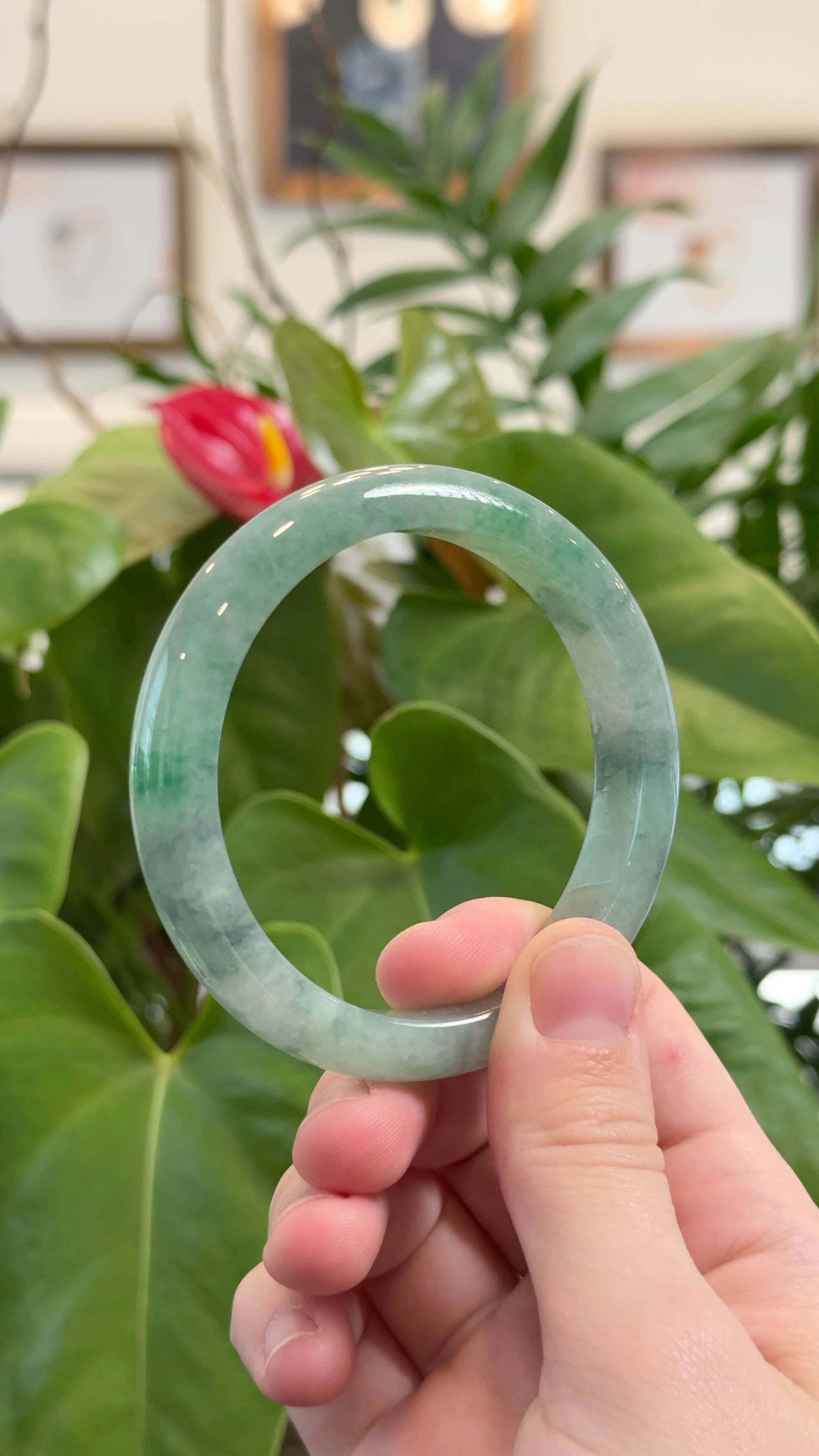 Baikalla Natural Jadeite Jade Bangle Bracelet (58 mm) 