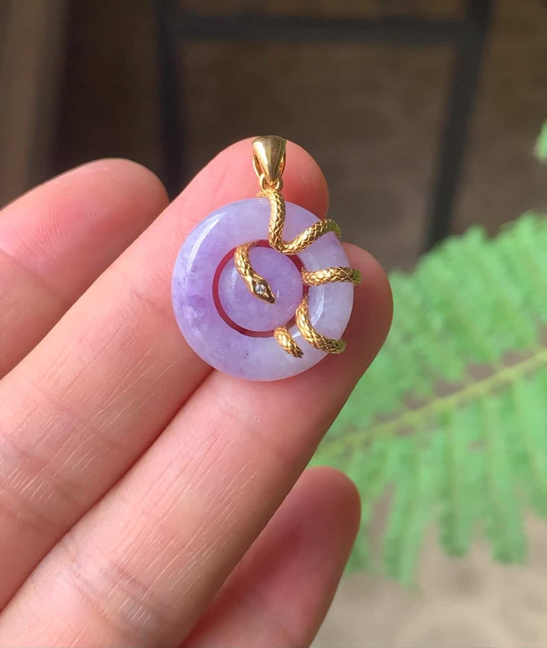 Custom 18K Yellow Gold Lavender Jadeite Jade Double KouKou Pendant Diamonds And Gold setting  (Setting Only)