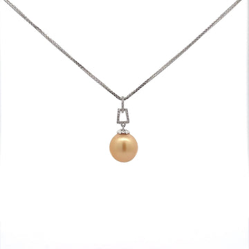 Baikalla Jewelry Gemstone Pendant Necklace Baikalla 14k White Gold Golden Pearl Necklace With Diamond