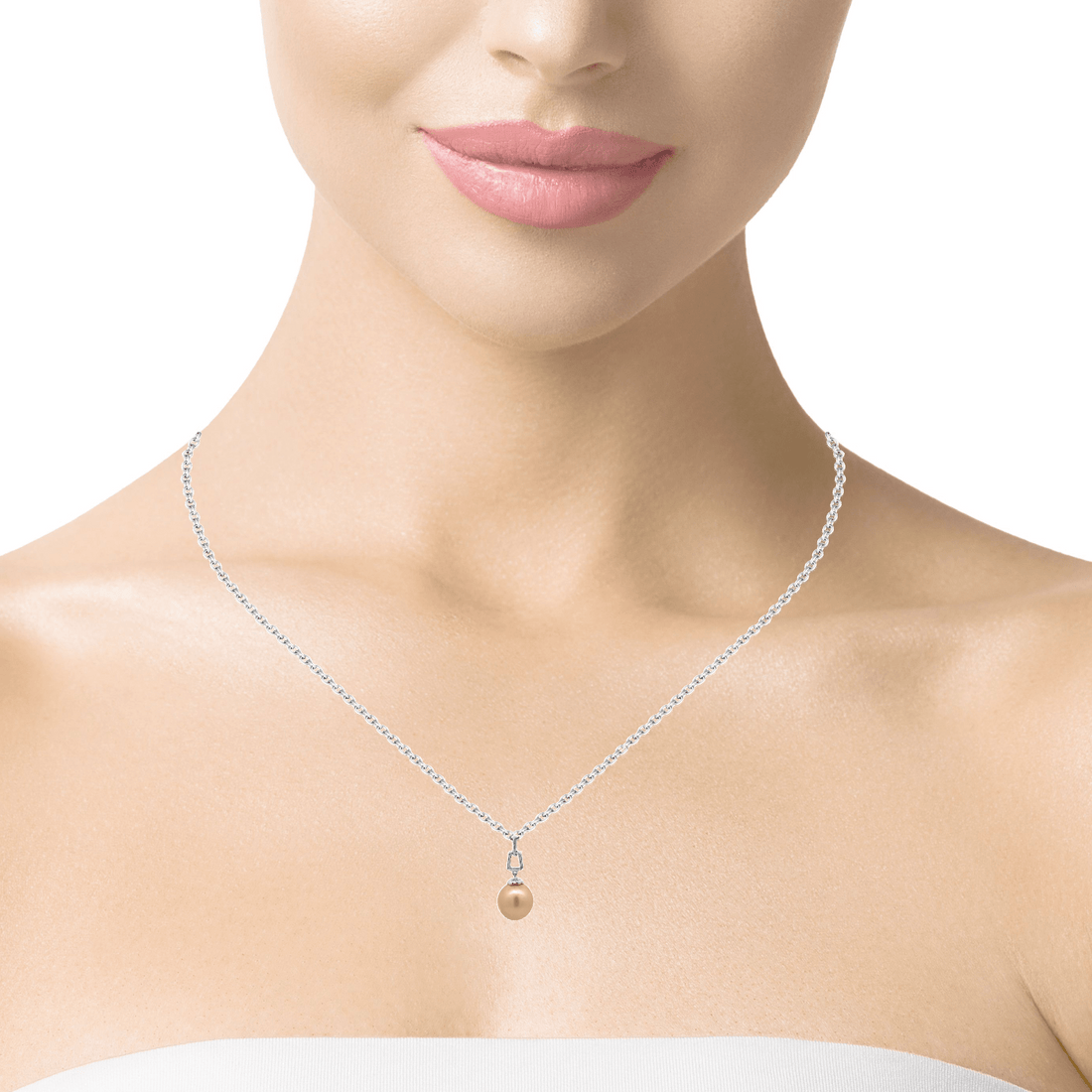 Baikalla Jewelry Gemstone Pendant Necklace Baikalla 14k White Gold Golden Pearl Necklace With Diamond