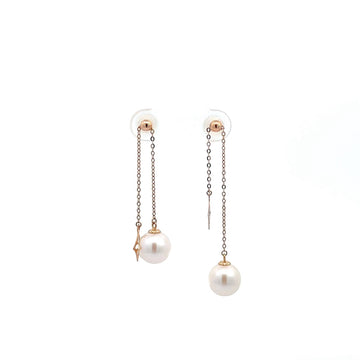 Baikalla Jewelry Gold Gemstone Earrings Baikalla Classic 18k Rose Gold Pearl Dangle Earrings
