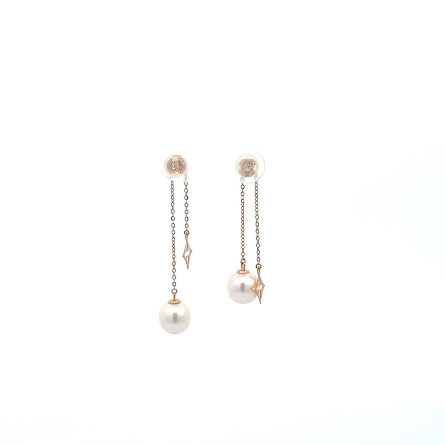 Baikalla Jewelry Gold Gemstone Earrings Baikalla Classic 18k Rose Gold Pearl Dangle Earrings