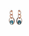 Baikalla Jewelry Gold Gemstone Earrings Baikalla 14K Rose Gold Oval Topaz Diamond Dangle Earrings