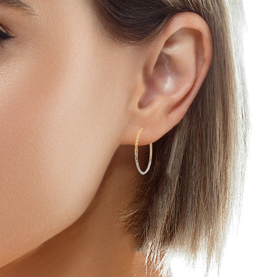 Baikalla Jewelry Silver Gemstone Earrings Baikalla 18k Three Tone Dangle Diamond Cut Hoop Earrings