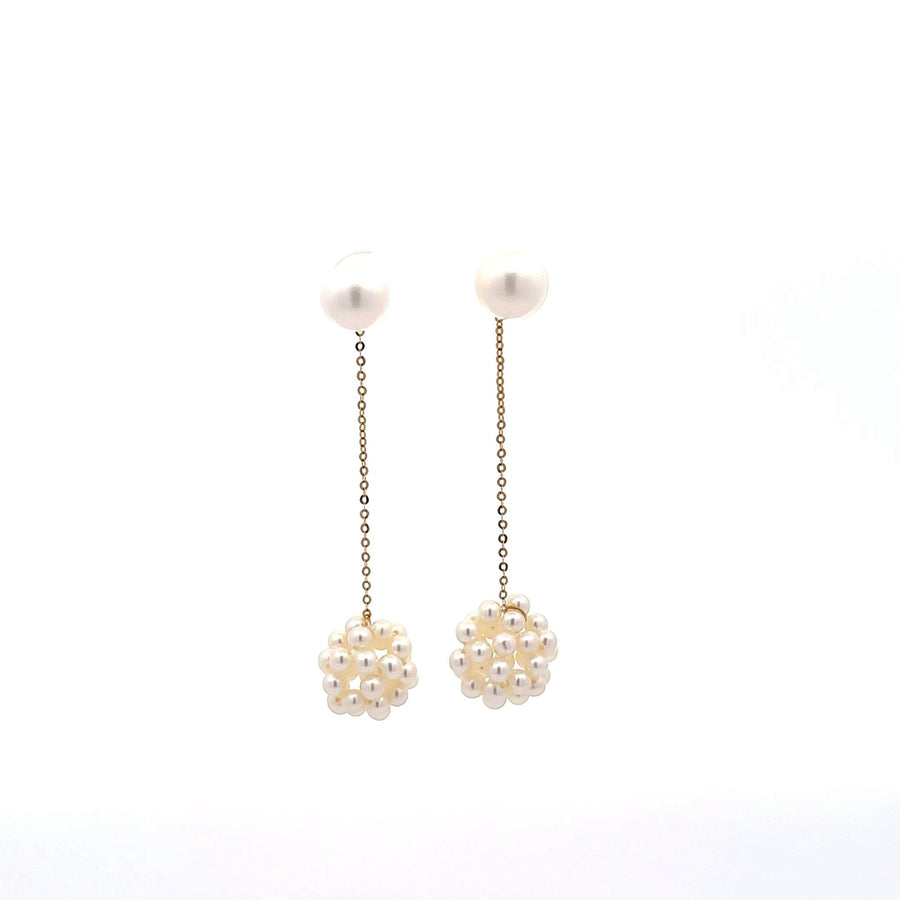 Baikalla Jewelry Gold Gemstone Earrings Baikalla 18k Gold Pearl Dangle 2 in 1 Earrings