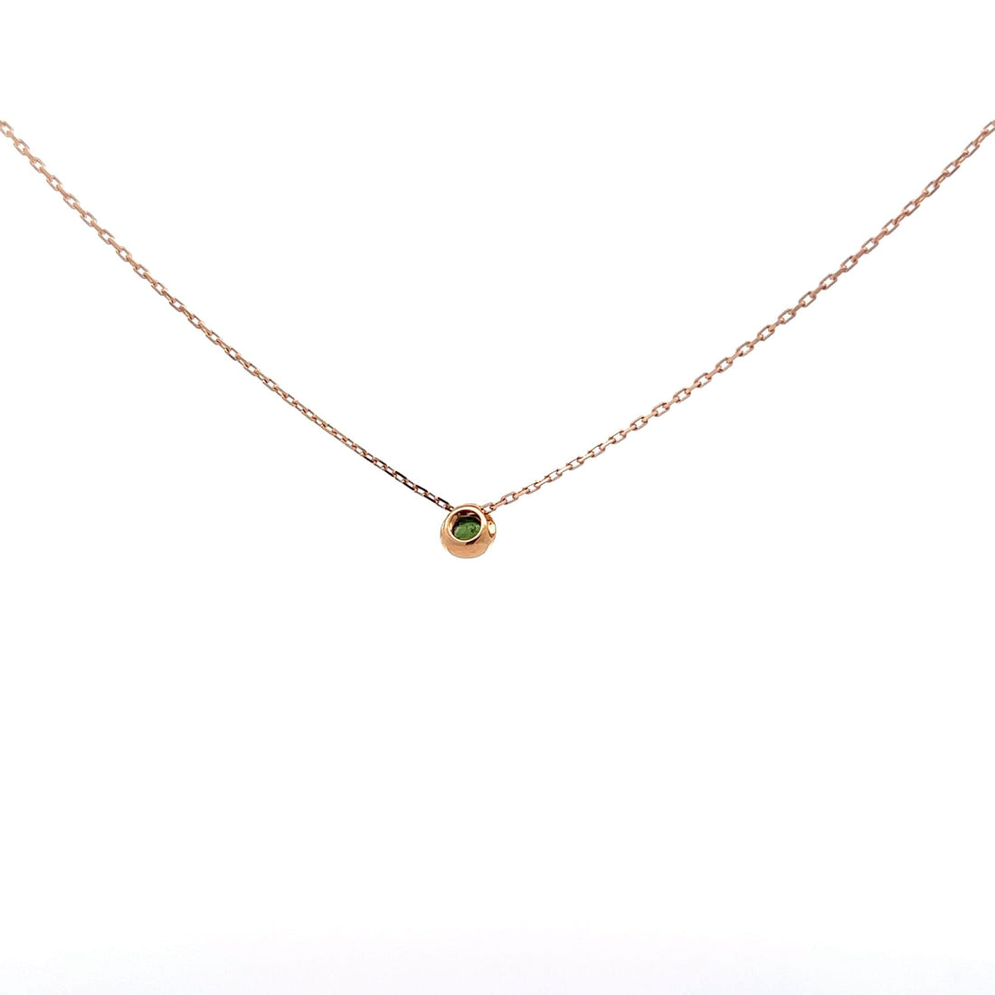 Baikalla Jewelry Gemstone Pendant Necklace Baikalla 18K Rose Gold Round AAA Tourmaline Pendant Necklace