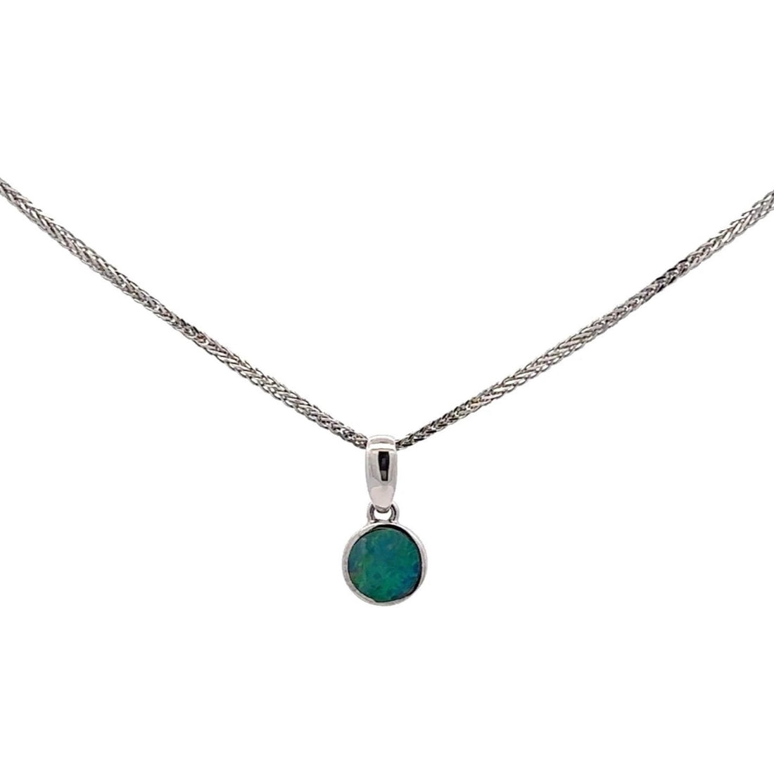 Baikalla Jewelry Gemstone Pendant Necklace Baikalla™ 14K Gold Blue Opal Bezel Set Necklace Pendant