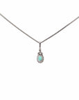 Baikalla Jewelry Gemstone Pendant Necklace Baikalla™ 14k White Gold Emerald AA Round Necklace pendant With Diamond Halo