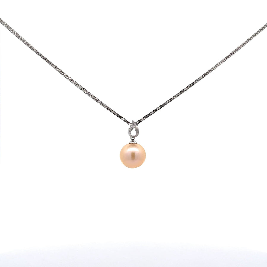 Baikalla Jewelry Gemstone Pendant Necklace Baikalla 18k White Gold Culture Pink River Pearl Necklace With Diamond Bail