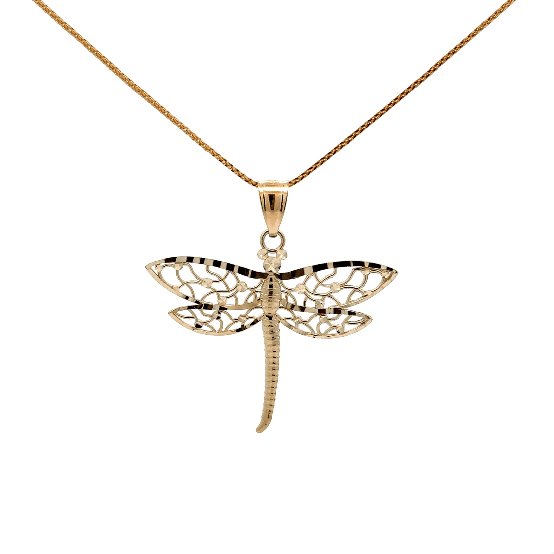 Baikalla Jewelry 14K Yellow Gold Pendant Baikalla 14k Yellow Gold Diamond Cut Dragonfly Pendant Necklace